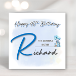 Blue Initial Birthday Card