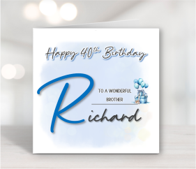 Blue Initial Birthday Card