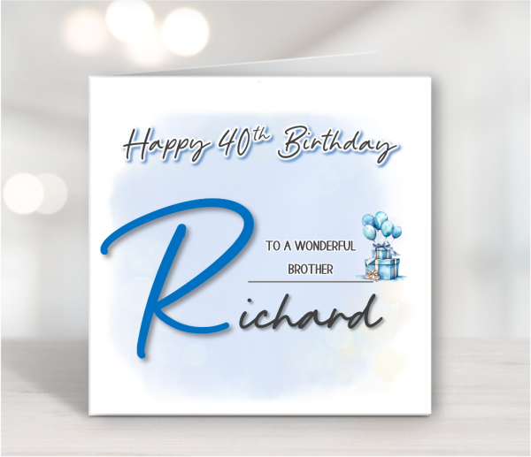 Blue Initial Birthday Card