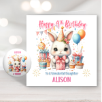 Cute Rabbit Birthday Card with Badge