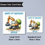Digger Birthday Card Sizes