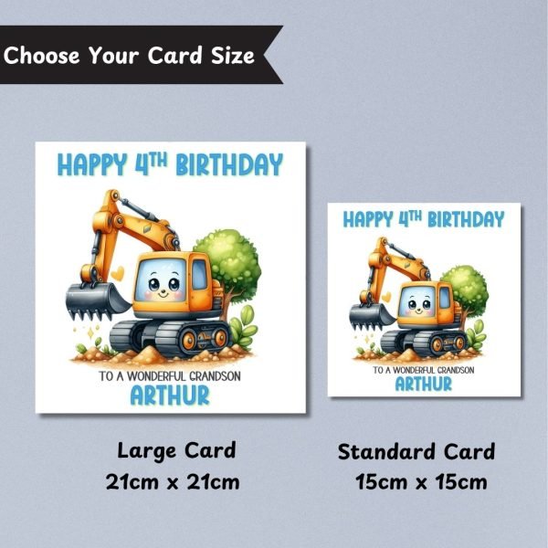 Digger Birthday Card Sizes