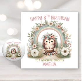 Personalised Hedgehog Woodland Birthday Card