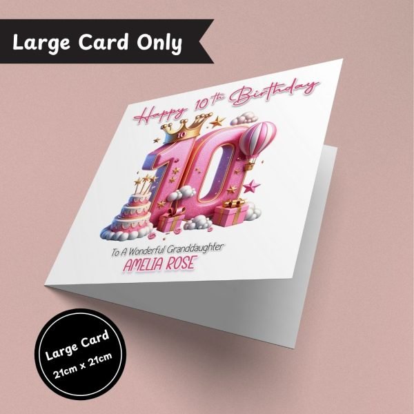 Pink Perfection at 10 Birthday large Card Only