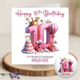 Pink Perfection at 10 Birthday Card