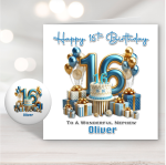 Blue Vibes 16th Birthday Card