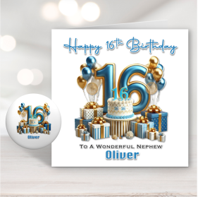 Blue Vibes 16th Birthday Card