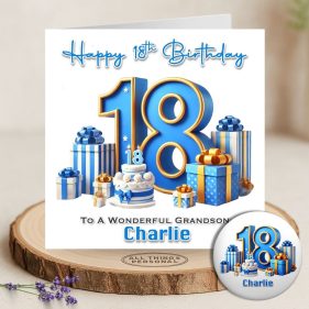 Blue Vibes 18th Birthday Card