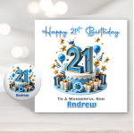 Blue Vibes 21st Birthday Card
