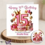 Pink Vibes 15th Birthday Card
