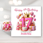 Pink Vibes 17th Birthday Card