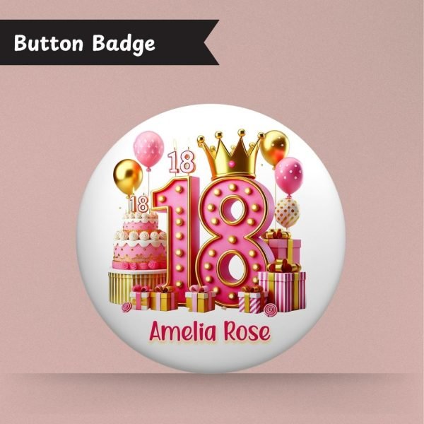 Pink Vibes 18th Birthday Badge