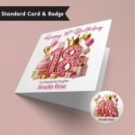 Pink Vibes 18th Birthday Card & Button Badge