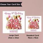 Pink Vibes 18th Birthday Card Sizes