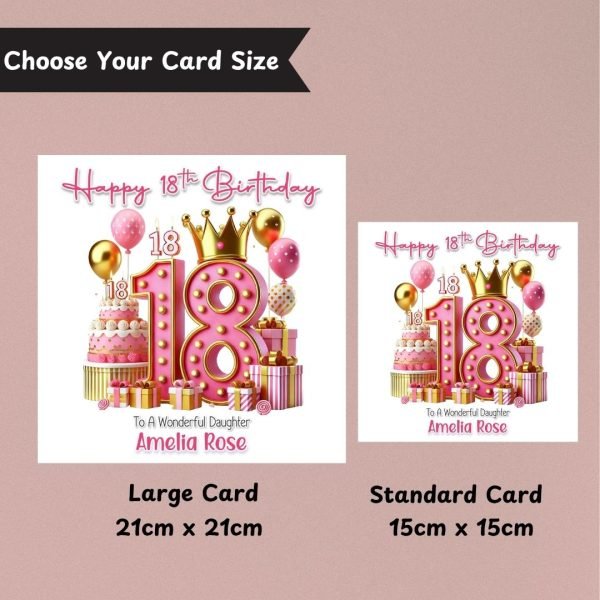 Pink Vibes 18th Birthday Card Sizes
