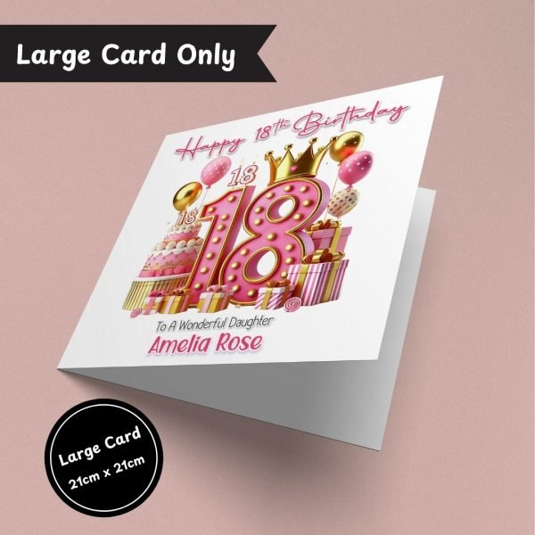 Pink Vibes 18th Birthday Large Card Only