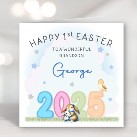 Blue Hoppy First Easter Card