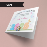 Pink Hoppy First Easter Card.