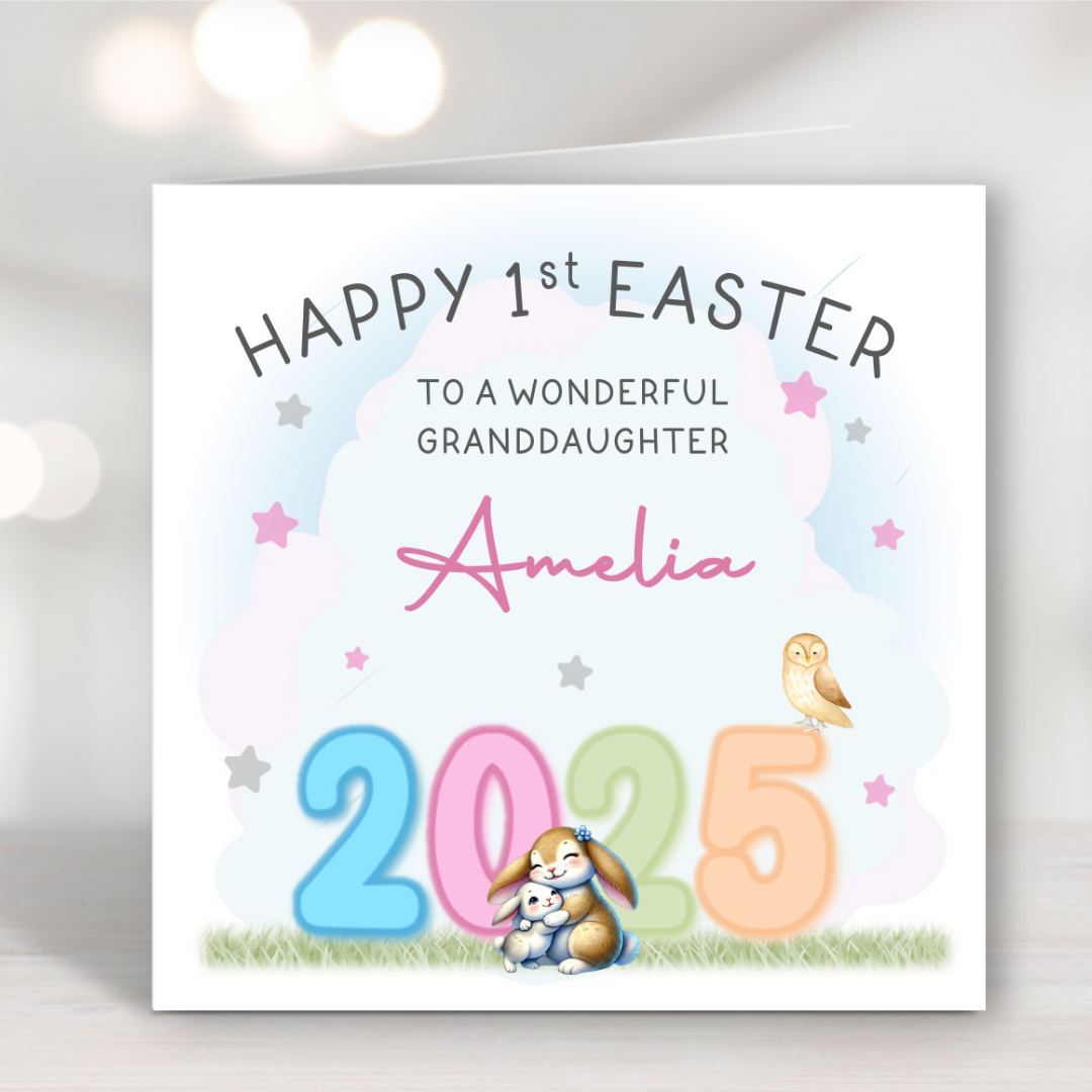 Pink Hoppy First Easter Card Pink Hoppy First Easter Card