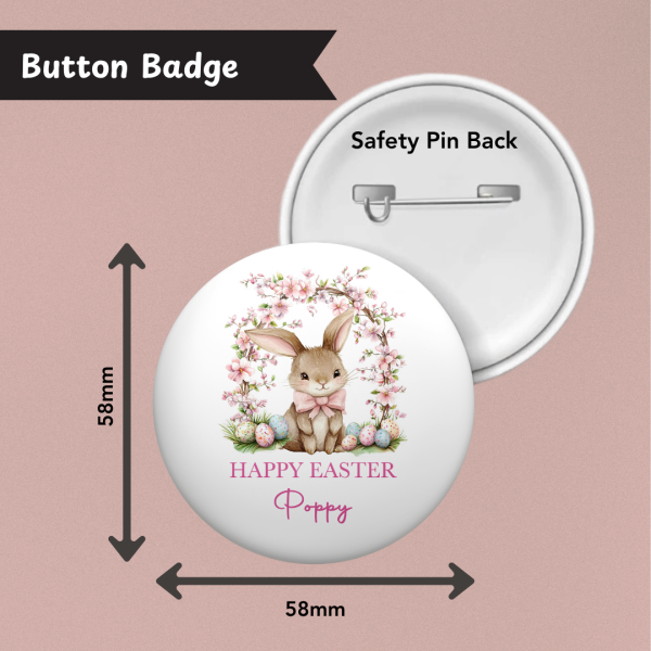 Pink Sweet Bunny Easter Badge Info
