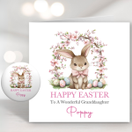 Pink Sweet Bunny Easter Card & Badge