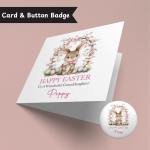 Pink Sweet Bunny Easter Card & Button Badge