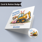 Yellow Digger Easter Card & Button Badge