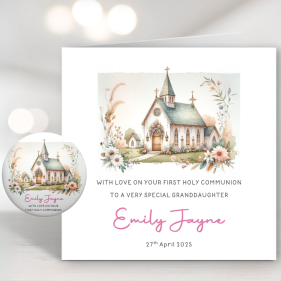 A Blessed First Communion Card & Button Badge Main