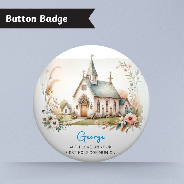 Blue Blessed First Communion Badge