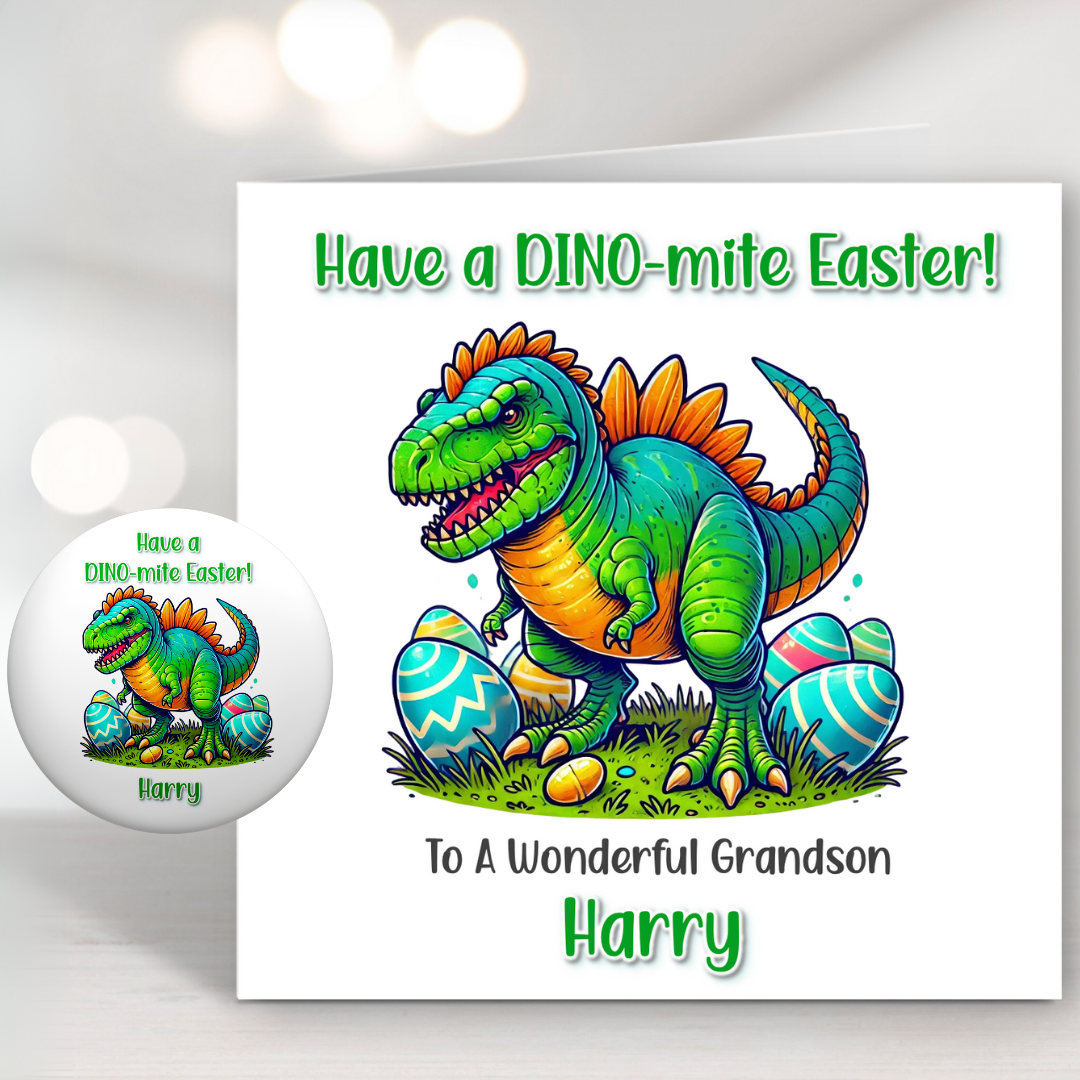 DINO-Mite Easter Card & Button Badge Main DINO-Mite Easter Card & Button Badge Main