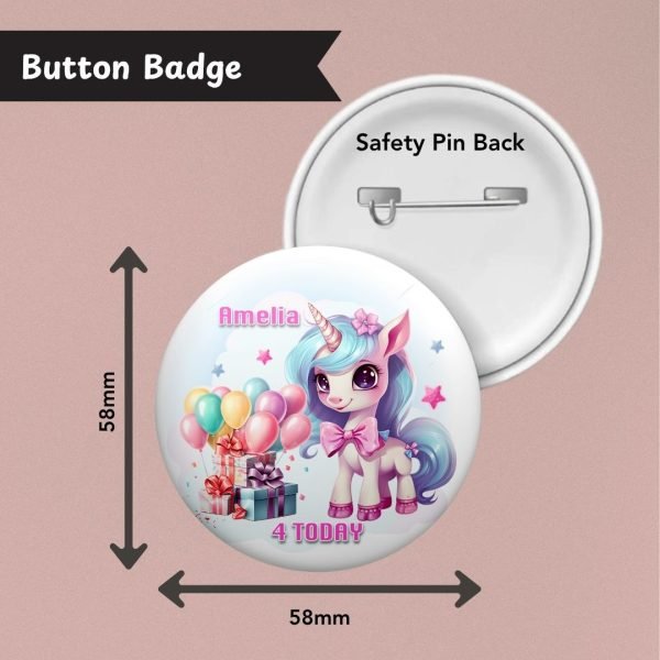 Cute Unicorn Birthday Badge info