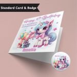 Cute Unicorn Birthday Card & Button Badge