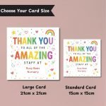 Amazing Staff Thank You Card Sizes