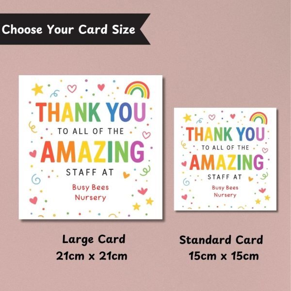 Amazing Staff Thank You Card Sizes