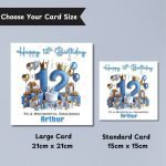 Blue Vibes 12th Birthday Card Sizes