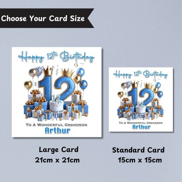 Blue Vibes 12th Birthday Card Sizes