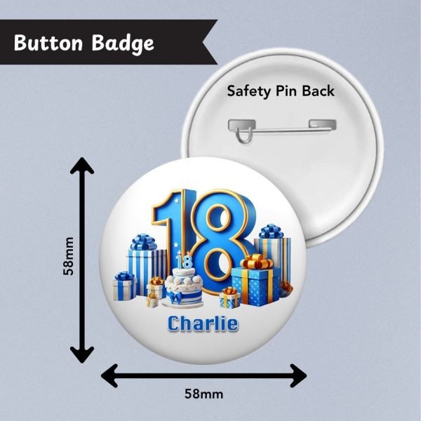 Blue Vibes 18th Birthday Badge info