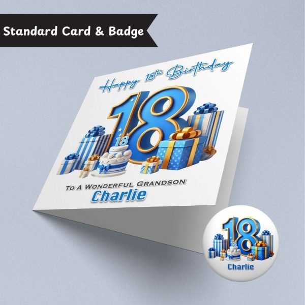 Blue Vibes 18th Birthday Card & Button Badge
