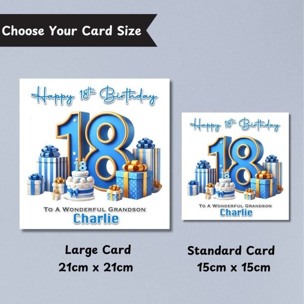 Blue Vibes 18th Birthday Card Sizes