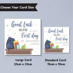 Blue First Day At Secondary School Card Sizes