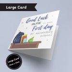 Blue First Day At Secondary School Large Card