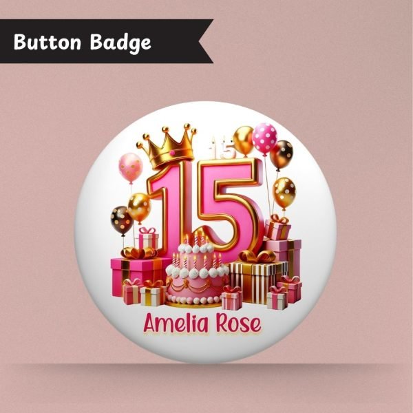 Pink Vibes 15th Birthday badge