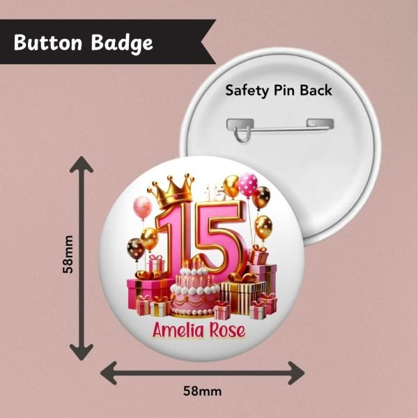 Pink Vibes 15th Birthday badge info