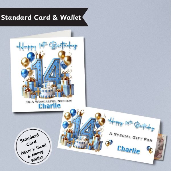 Blue Vibes 14th Birthday Standard Card & Wallet