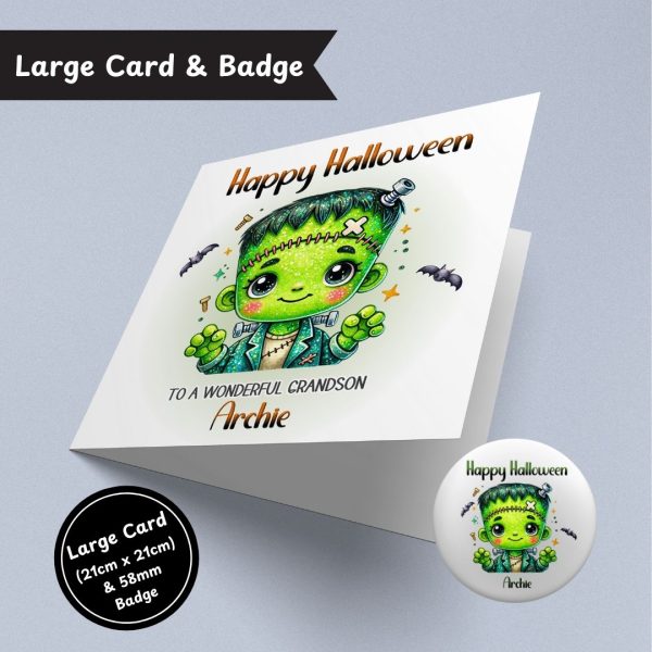 Frankie Fun Halloween Large Card & Button Badge