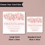 Pastel Wishes 21st Birthday Card Sizes