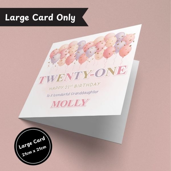 Pastel Wishes 21st Birthday Large Card Only
