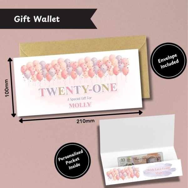 Pastel Wishes 21st Birthday Money Wallet Etsy