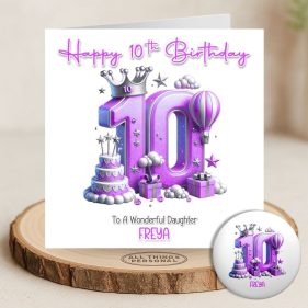 Purple Vibes 10th Birthday Card