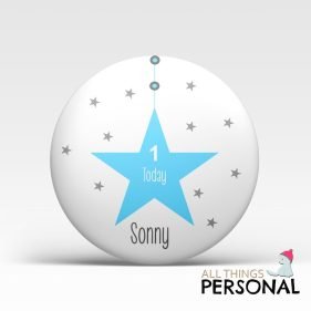 Blue Twinkle Twinkle Birthday Star Badge